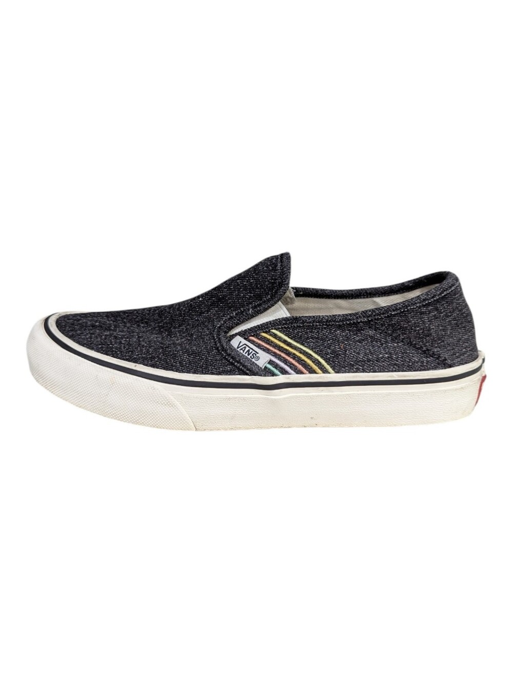 Vans Kids Ultra Cush Grey Rainbow Stripe Slip On Sneaker Girls Size 4.5 Women 6